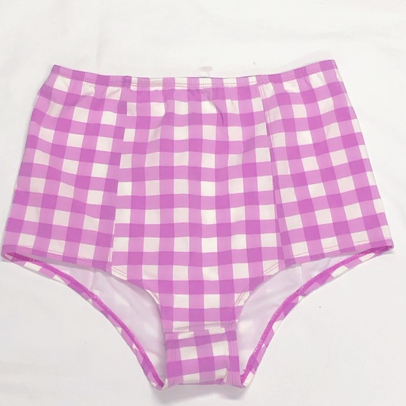 J Crew High Waist Bikini Bottoms Matte Gingham Size XS New - Picture 4 of 5